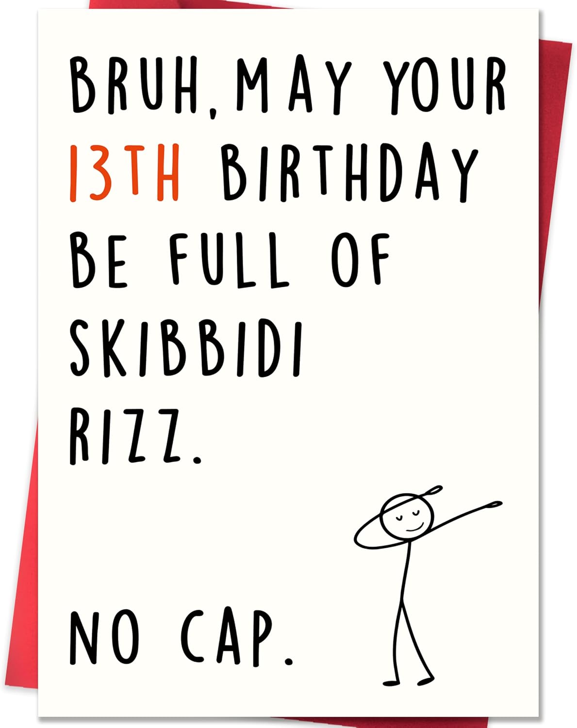 Funny 13th Birthday Card for Boys Girls,13 Year Old Birthday Gifts & Decorations for Daughter Son Niece Nephew,Humorous 13th Birthday Card for Teenagers with Gen Z Slang Meme Design