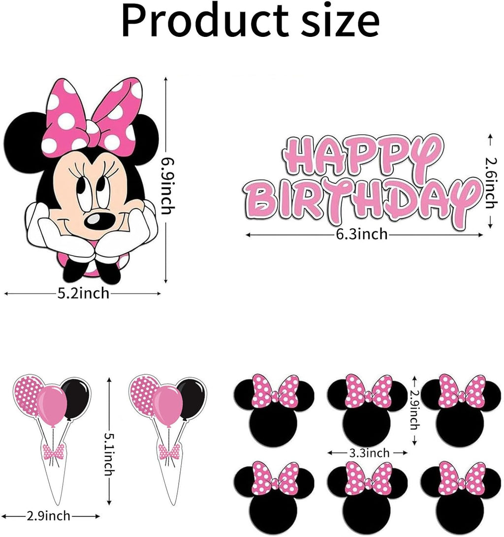 Birthday Cake Toppers, Cute Mouse Cake Decorations, Cartoon Themed Cupcake Topper, Birthday Party Supplies (Pink)