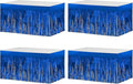 4 Pack Metallic Foil Fringe Tinsel Table Skirts,29x108 Inch Party Disposable Table Skirt Banner for Hotel Banquet Parade Floats Mardi Gras Holiday Birthday Wedding New Year Party Decoration(Blue)