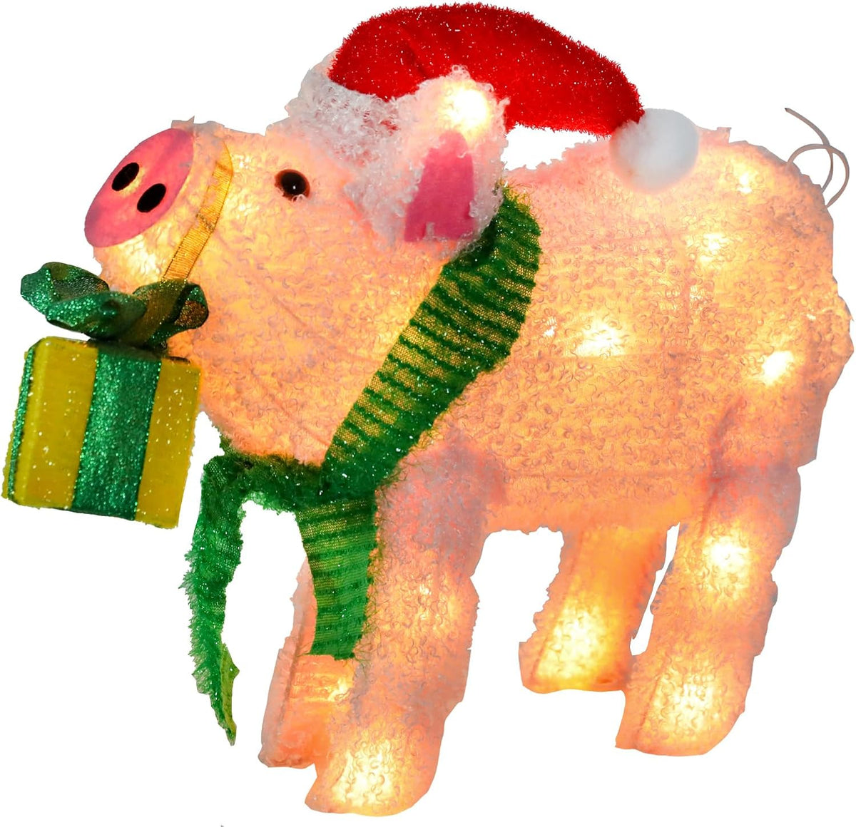 15" lighted christmas pig, 3d pre‑lit indoor outdoor, main product view