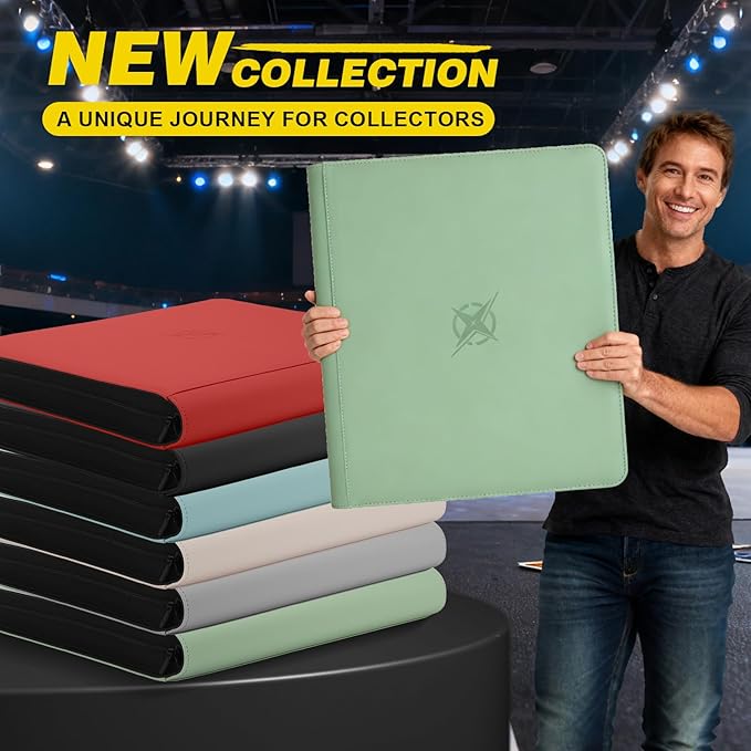 20-Pocket Card Binder, Trading Card Binder Holds 2000 Cards, Premium Zippered Trading Card Album Compatible with TCG, Game & Sports Cards (Carbon ash)
