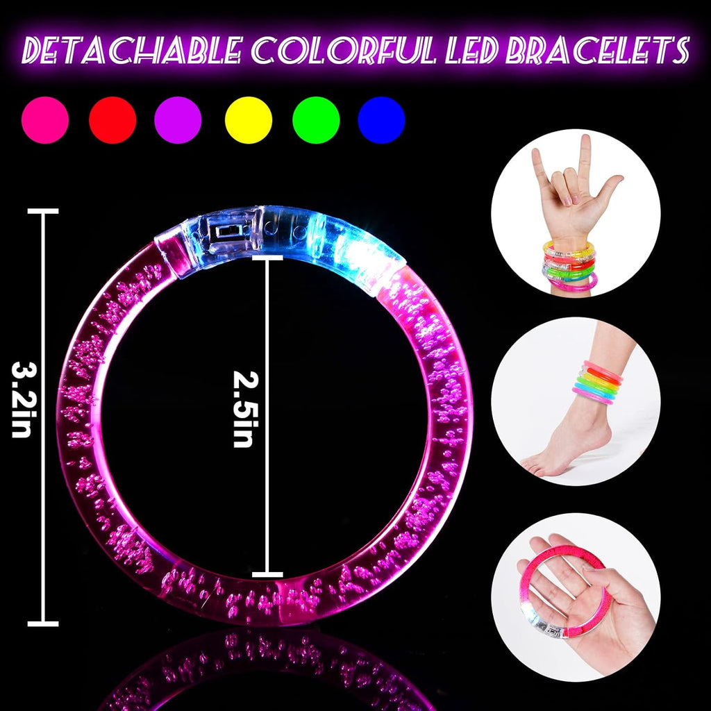 24Pcs Glow in the Dark Party Supplies for Kids/Adults, Flashing Light up Toys LED Bracelets Halloween Glow Sticks, Party Favors Carnival Birthday Concert Gifts Accessory
