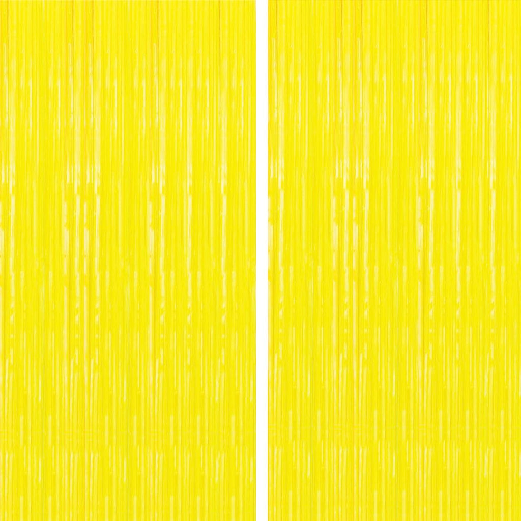 2PC Yellow Backdrop Curtain for Birthday Party Decorations, Yellow Streamers Fringe Backdrop Birthday Decorations, Foil Fringe Curtains Party Decorations