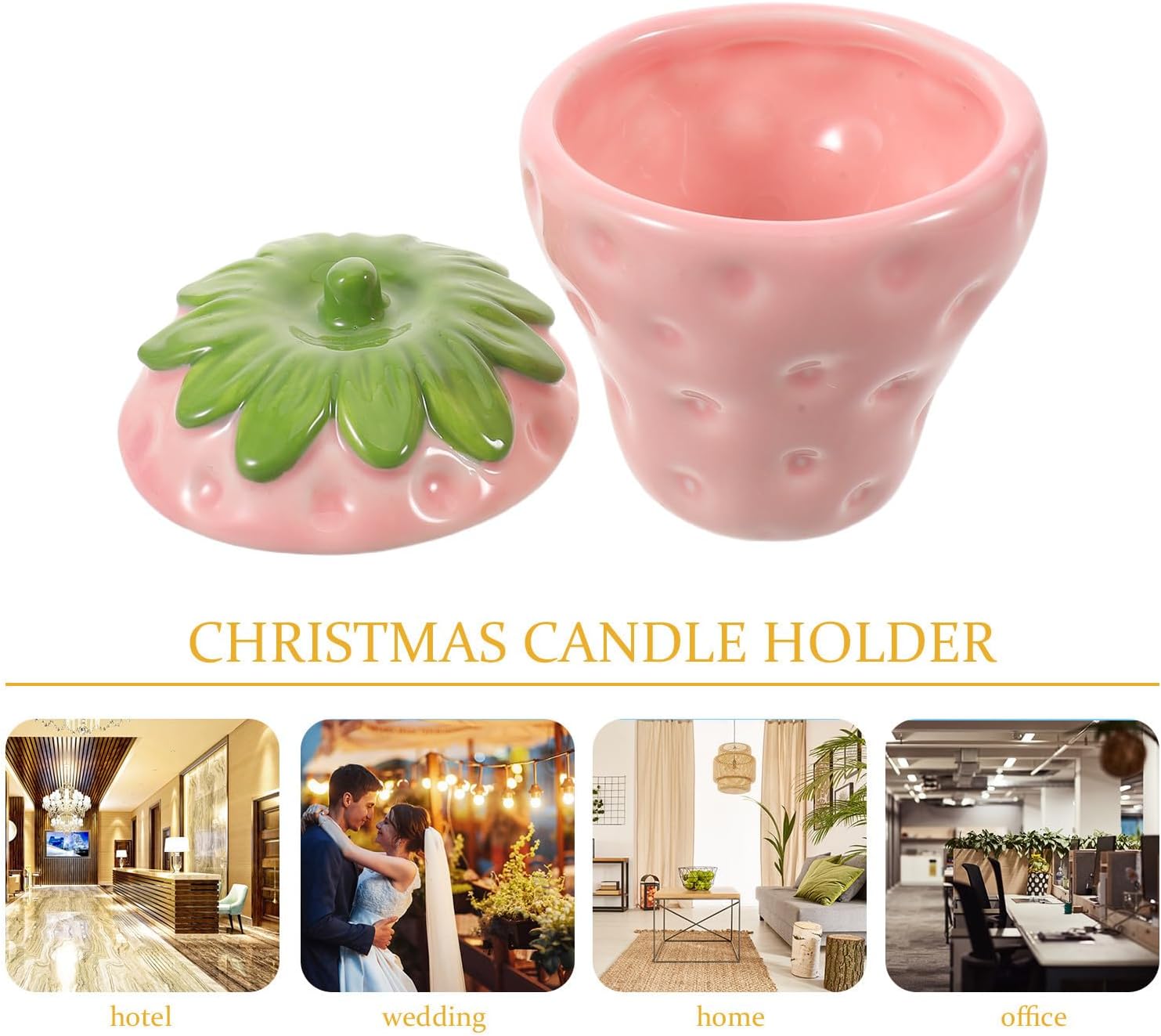 ABOOFAN Ceramic Strawberry Shaped Candle Holder for DIY Candle Making Pink Empty Scented Container Easy to Clean Fruitshaped Pot for Everyday Stylish Decoration and Table Centerpiece