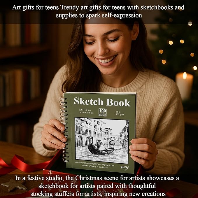Sketch Book 5.5 X 8.5 inch, Artist Sketch Pad (Pack of 3), 300 Sheets (68lb/100gsm) Spiral Bound Sketchbook, 100 Sheets Each, Acid Free Drawing Paper, Suitable for Adults & Teens