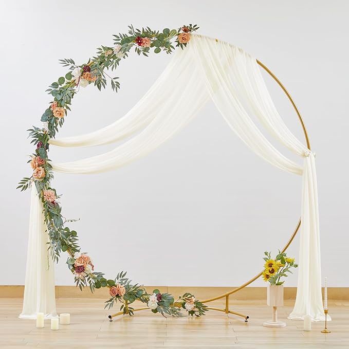 Wedding Arch Draping Fabric, 2 Panels 28" x 19Ft Ivory Wedding Arch Drapes Sheer Backdrop Curtain for Wedding Ceremony Party Ceiling Decor