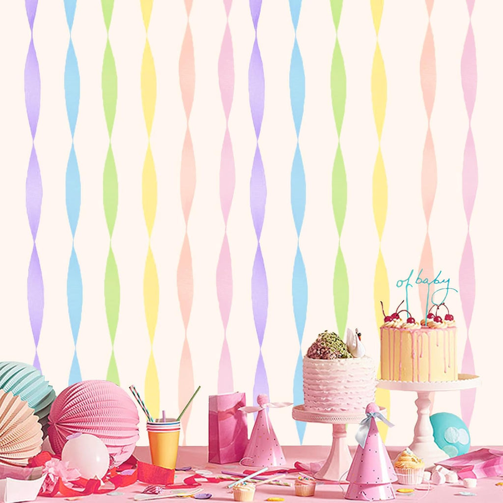 Crepe Paper Streamers 6 Rolls Pastel Rainbow Streamers for Birthday Baby Shower Gender Reveal Wedding Graduation Party Monther's Day Easter Decorations DIY Crafts