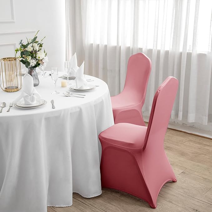 Spandex Chair Covers, 12PCS, Removable Washable Protector Stretch Covers for Living Room, Party, Banquet, Wedding, Hotel (Dusty Pink)