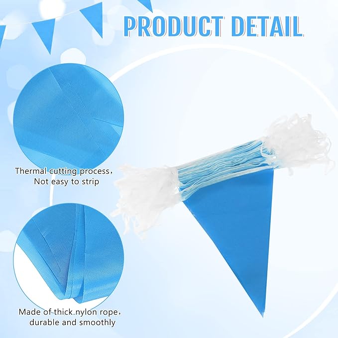 Tatuo 200 Feet Solid Pennant Banners Flags String Triangle Hanging DIY Bunting Flags Party Decorations for Grand Opening Party Banners for Kids Birthday, Shops (Blue)