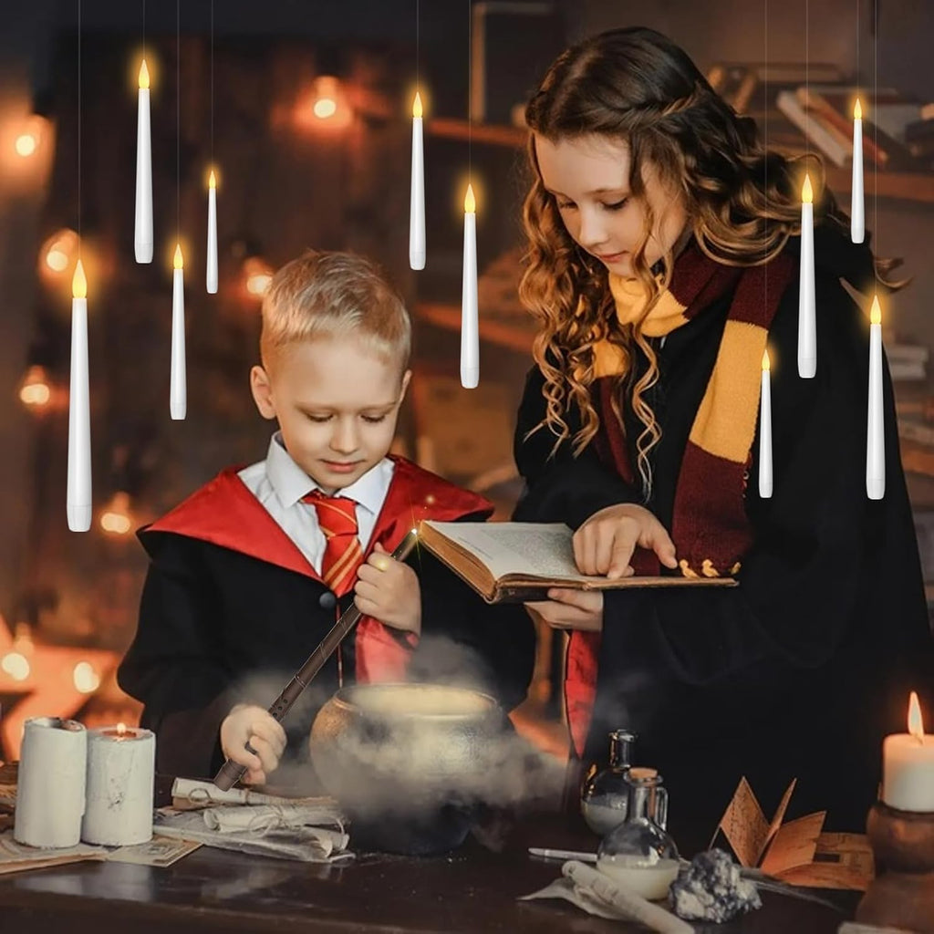 kakoya flameless floating candles with wand，20 pcs magic, close-up detail