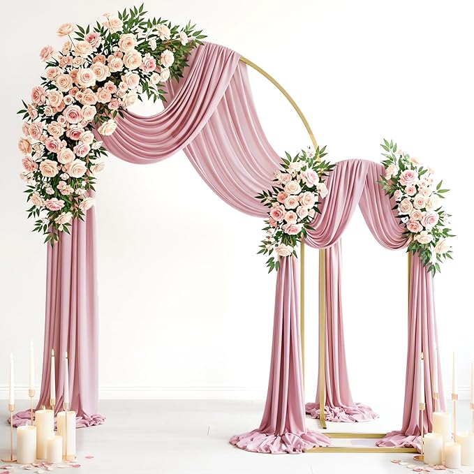Wedding Arch Draping Fabric 29" x 19Ft Sheer Drapes for Backdrop Wedding Ceremony Reception Ceiling Decor Curtain Baby Bridal Shower Decoration (Dusty Rose, 2 Panels)
