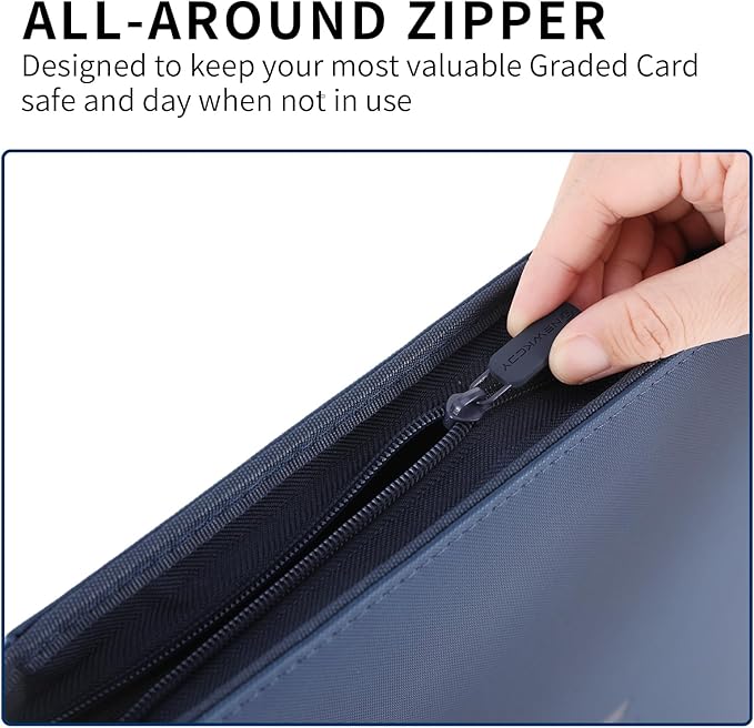 Snekdy premium 1024-pocket trading card binder, 16-pocket cards album, waterproof PU-leather Cover album with side loading, holds gaming, baseball, basketball & sports cards (Blue)