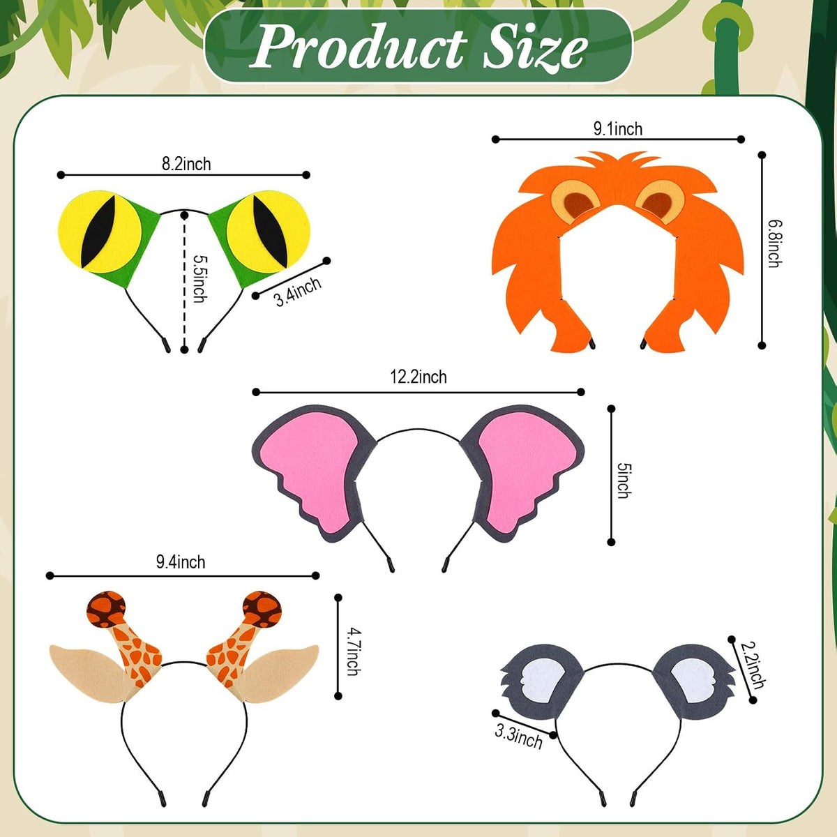 Kigeli 30 Pcs Jungle Animal Safari Headbands, Easter Hair Hoops