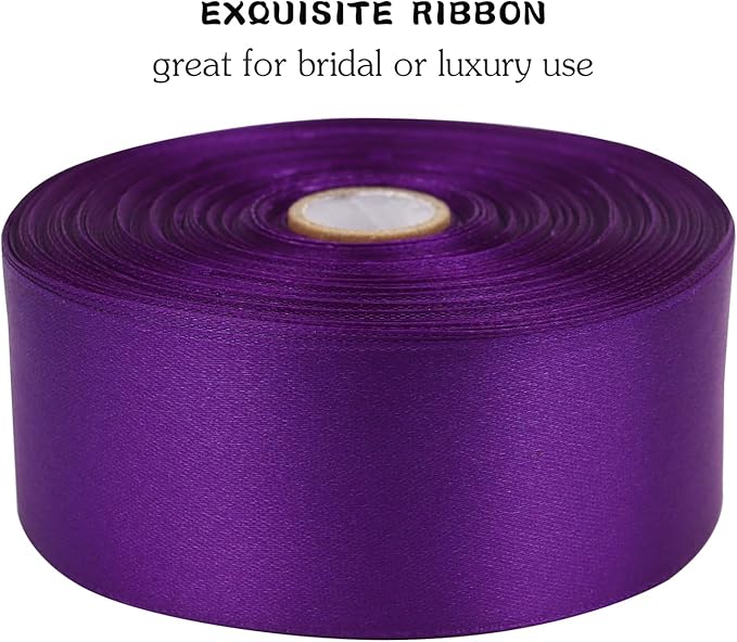 Purple Solid Satin Ribbon 1-1/2 Inch 50 Yards Solid Polyester Fabric Ribbon for Gift Wrapping Wedding Christmas Baby Shower Birthday Party Decoration Handmade Immortal Flower Craft