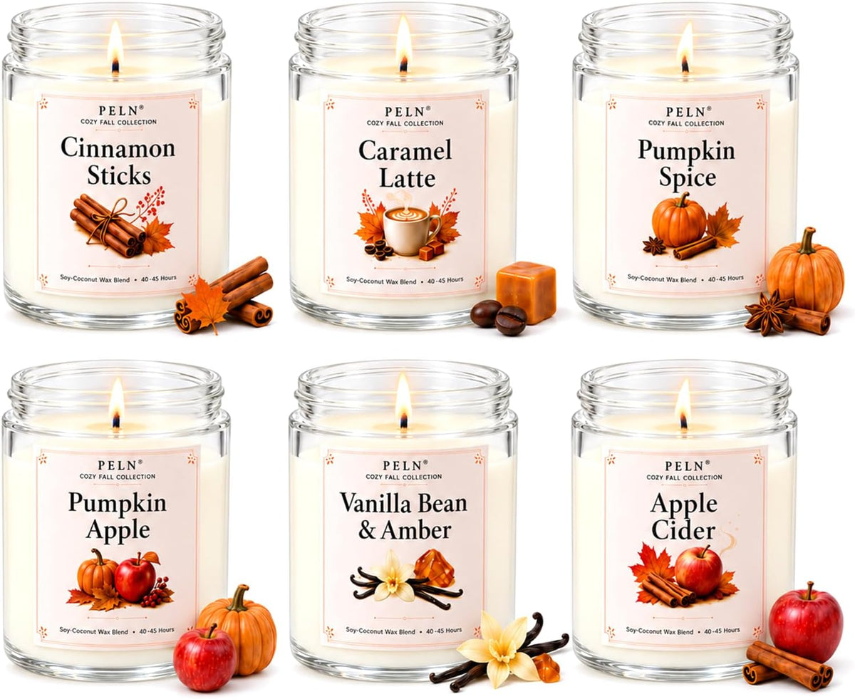 Fall Candles, 6 Pack Fall Scented Candles for Home, Autumn Gift Set