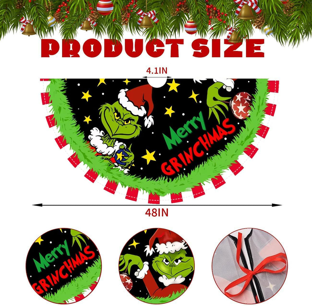 Christmas Tree Skirt 48 Inch, Soft and Funny Merry Christmas Tree Collar Farmhouse Xmas Holiday Decoration (Style B)