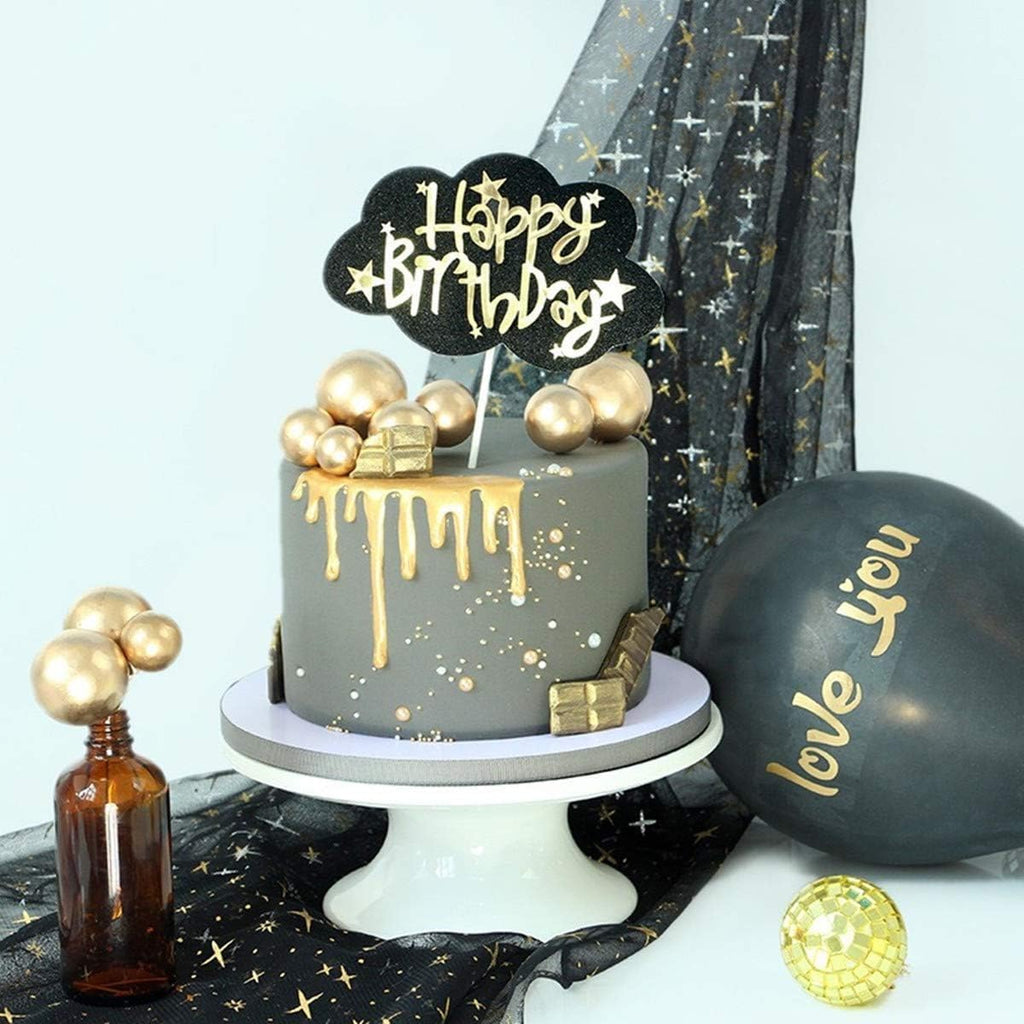Round Ball Cake Toppers Cupcake Toppers Cake Decorations Bakeware Decoration Mini Balloon Cake Insert for Anniversary Birthday Party Wedding Decoration Gold Pack of 20