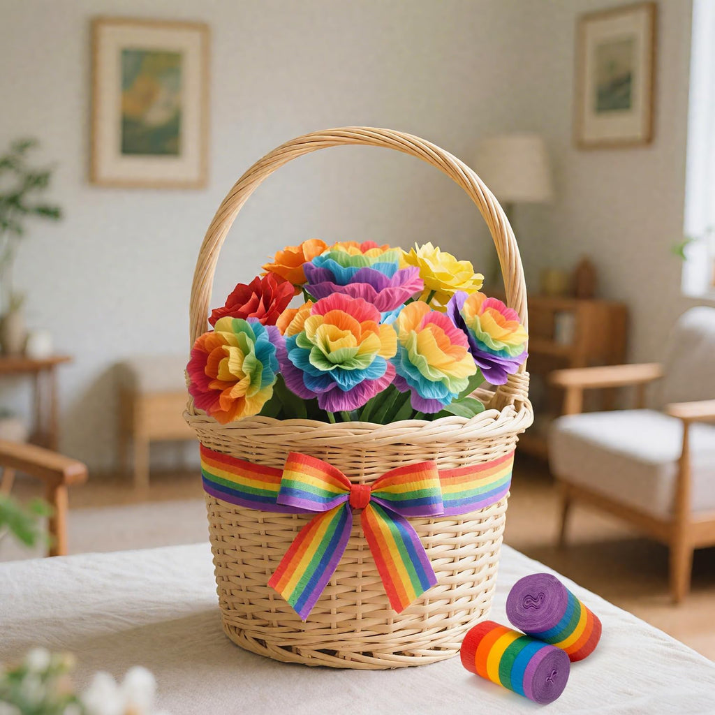 PIGETALE 6 Rolls Rainbow Party Streamers Crepe Paper, Rainbow Party Decorations for Christmas Birthday Wedding Bachelorette Bridal Baby Shower Pride Party Candyland Backdrop DIY Supplies Art Crafts
