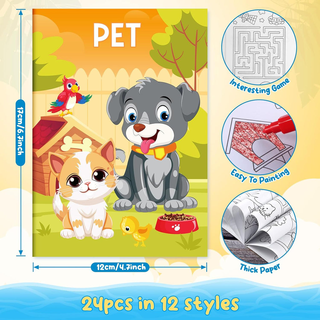 BenLouis Coloring Books Party Favors Bulk Mini Coloring Books for Kids Ages 4-8-12 Small Activity Books For Birthday Party Gifts Goodie Bags Stuffers Classroom Travel Activity（24pcs Classic）