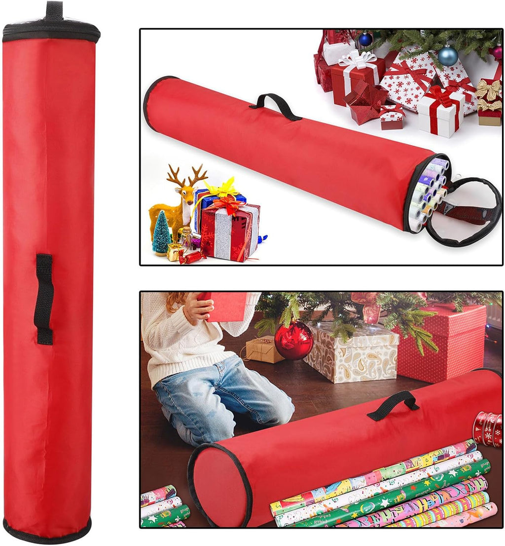 Gift Wrapping Storage - Wrapping Paper Organizer Storage, Cylindrical Gift Wrap Rolls, Organize with Clear Window | Craft Organizer for 48 Inch Standard Rolls Paper, Bows, and Ribbons
