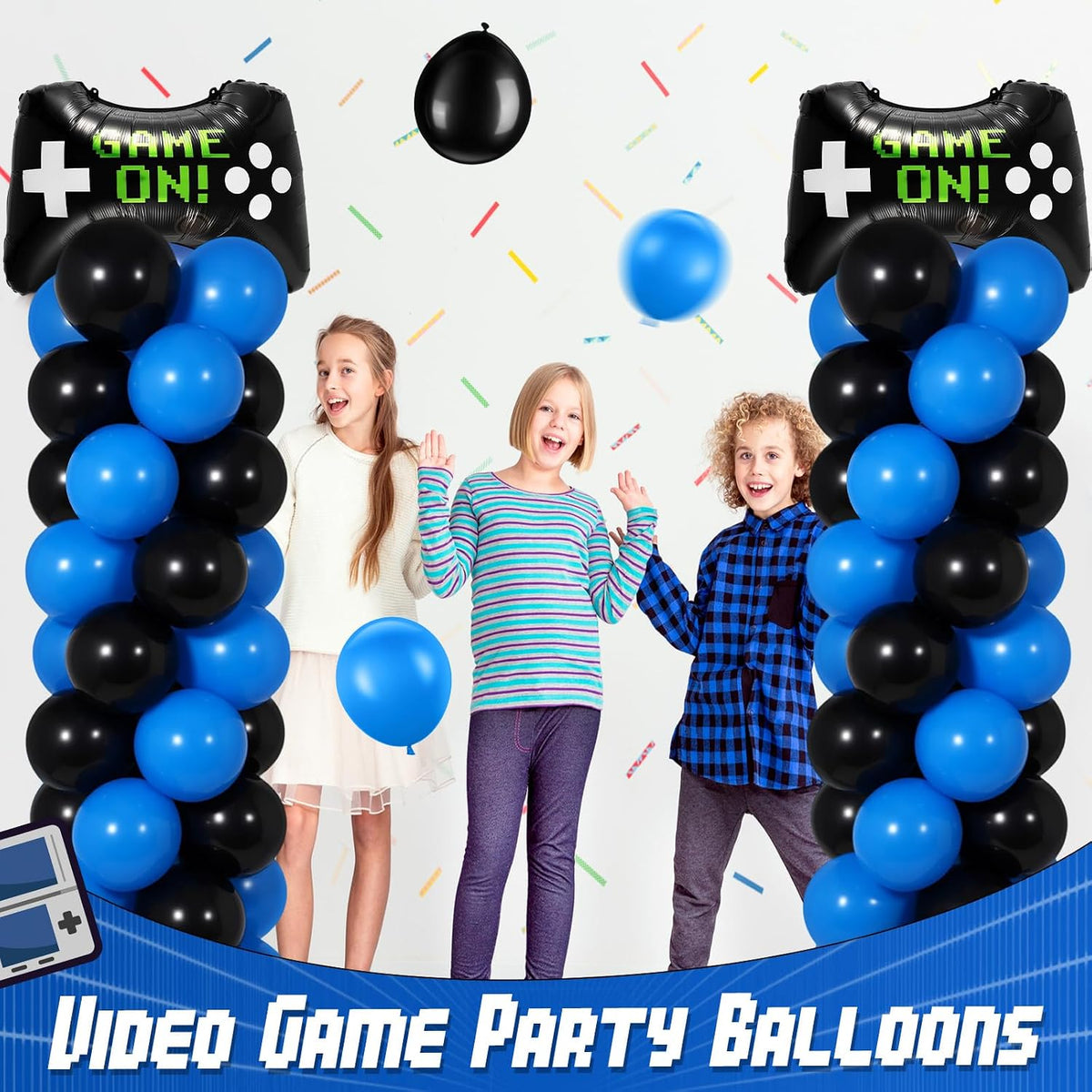 soulchen 2 set video game balloons column stand, close-up detail