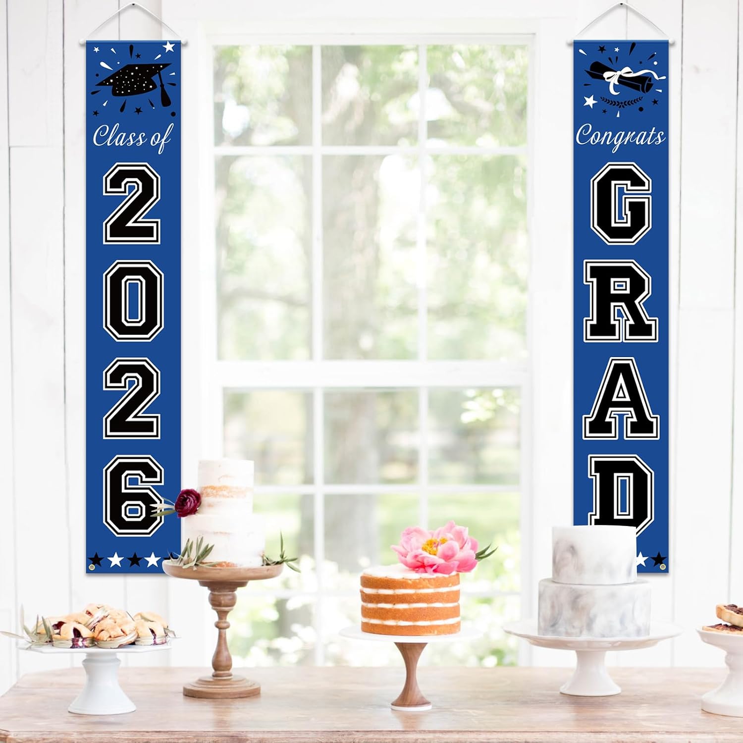 DAZONGE 2026 Graduation Decorations Blue, Congrats Grad Porch Banner for Any Schools or Grades 2026 Graduation Party Decorations