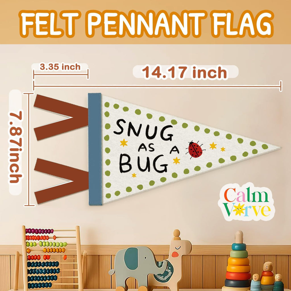Kids Nursery Room Decor, Whimsical Ladybug Wall Pennant Flag Felt Banner, Ladybug Insect Wall Hanging Decor for Kids Boy Girl Nursery Toddler Room Bedroom Playroom