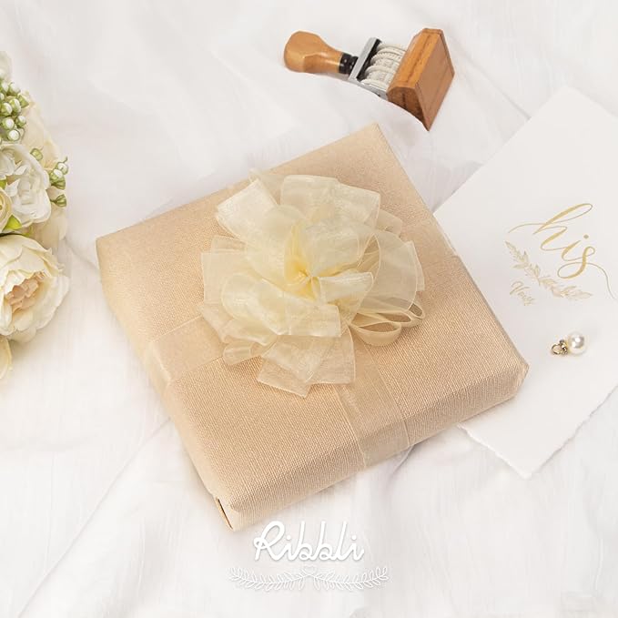 Ribbli Cream Organza Ribbon,1/2 Inches x Continuous 50 Yard, Cream Sheer Ribbon for Gift Wrapping,Cookie Wrapping,Wedding Decoration,All Crafting and Sewing