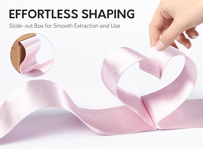 Pink Satin Wired Ribbon 2-1/2 Inch Double-Faced Sliver Glitter Ribbons for Valentines Day Tree Decoration Gift Wrapping Home Decor 10 Yards
