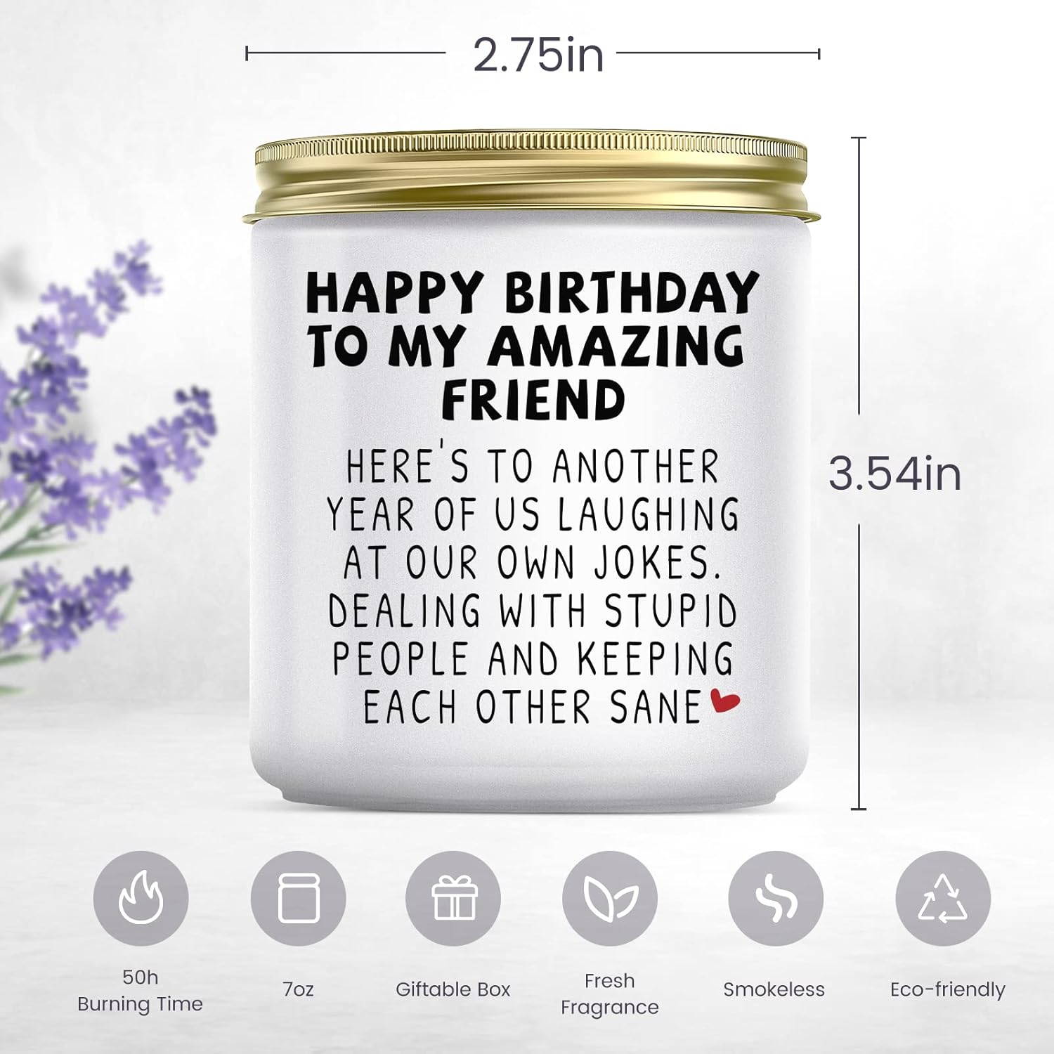Jonico Happy Birthday Gifts for Women - Funny Best friend Friendship Birthday Gifts for Women Bestie BFF Coworker Classmate, Lavender Candle