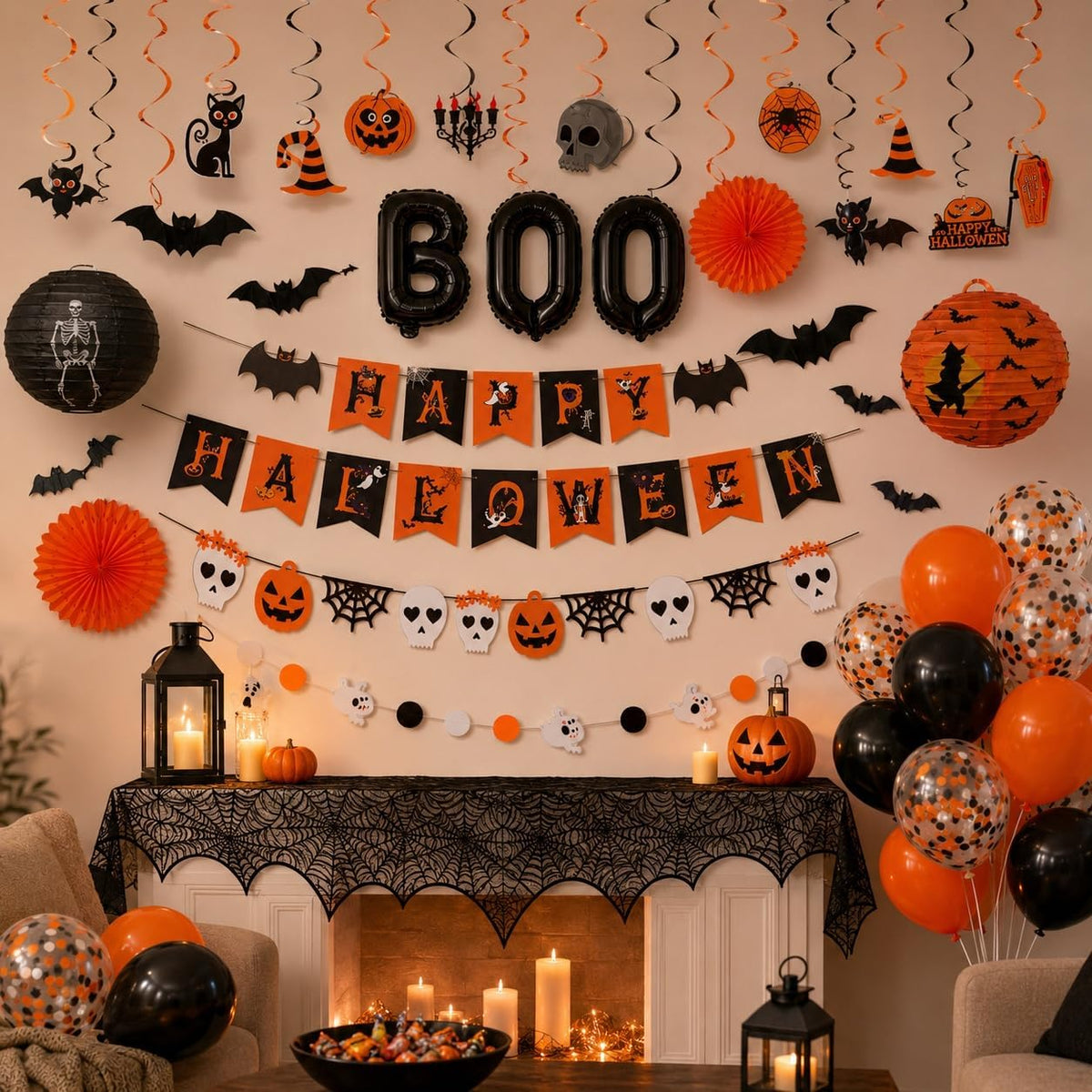 Halloween Party Decoration, 101Pcs Scary Halloween Indoor Decoration with Hap...