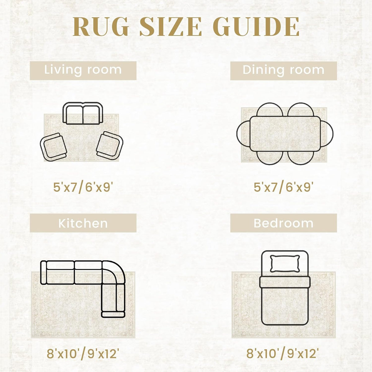 9x12 Area Rugs for Living Room: Washable Large Vintage Floral Rug Low Pile No...