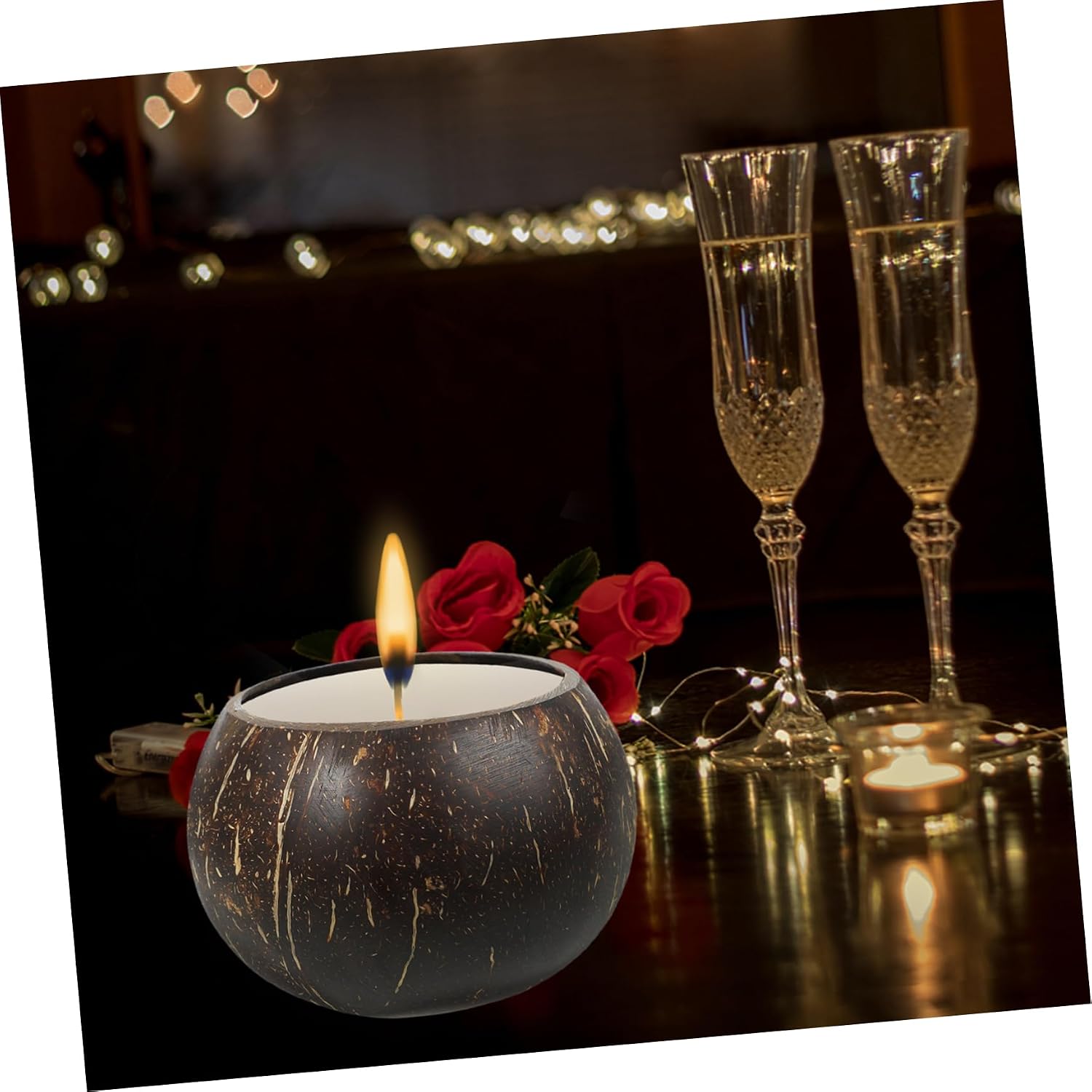 Coconut Shell Candle Holder for Projects Natural Wax Container Decorative Cup for Romantic Atmosphere and Special Occasions