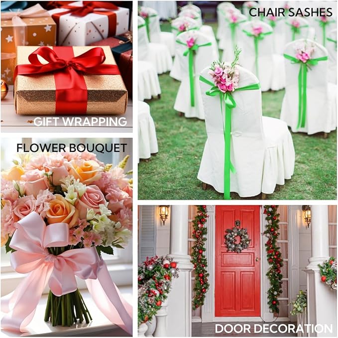 3 Inch 25 Yard Wide Satin Ribbon Black, Solid Fabric Large Ribbon Roll for Cutting Ceremony Wedding Opening Party Decoration, Chairs, Sewing, Festival Pageant Sashes