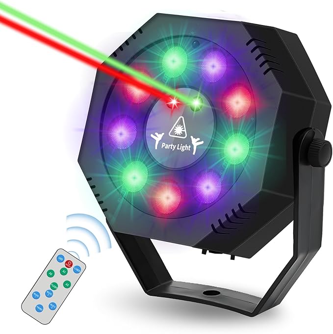 Party Light, Sound Activated DJ Lights with Remote Control, 9 LED Colorful Strobe Disco Light for Indoor Club Parties KTV Halloween Christmas Birthday Decorations Outdoor Glow