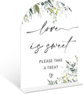 Greenery Love is Sweet Sign, 6 x 8 Inch White Arch Acrylic Wedding Sign with Holder, Wedding Sign for Ceremony and Reception, Wedding Decoration, Wedding Supplies - LY07