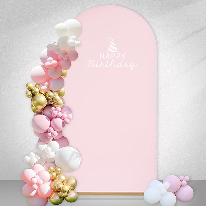 SoarDream Pink Spandex Arch Cover 6FT Wedding Arch Backdrop Cover Stretchy Backdrop Chiara Wall Arch Stand Cover for Wedding Birthday Balloon Decorations- Ideal for Balloon Arches