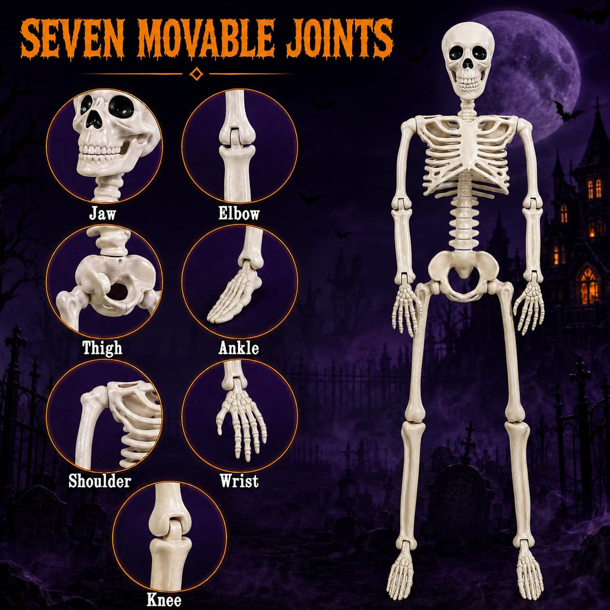 3FT Scary Halloween Decorations Outdoor, 2 PCS 36" Life Size Posable Hum...