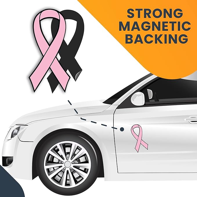 Magnet Me Up Support Breast Cancer Awareness Month, Pink Ribbon Magnet Decal, 3.5x7 Inches, Heavy Duty Automotive Magnet for Car Truck SUV, Any Magnetic Surface, Great Gift Idea, Crafted in USA