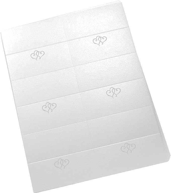 Linked Hearts Printable Place Cards, Silver (Choose Color), Set of 150 (25 Sheets), Laser & Inkjet Printers - Wedding, Party, Dinner, and Special Events - Made in the USA