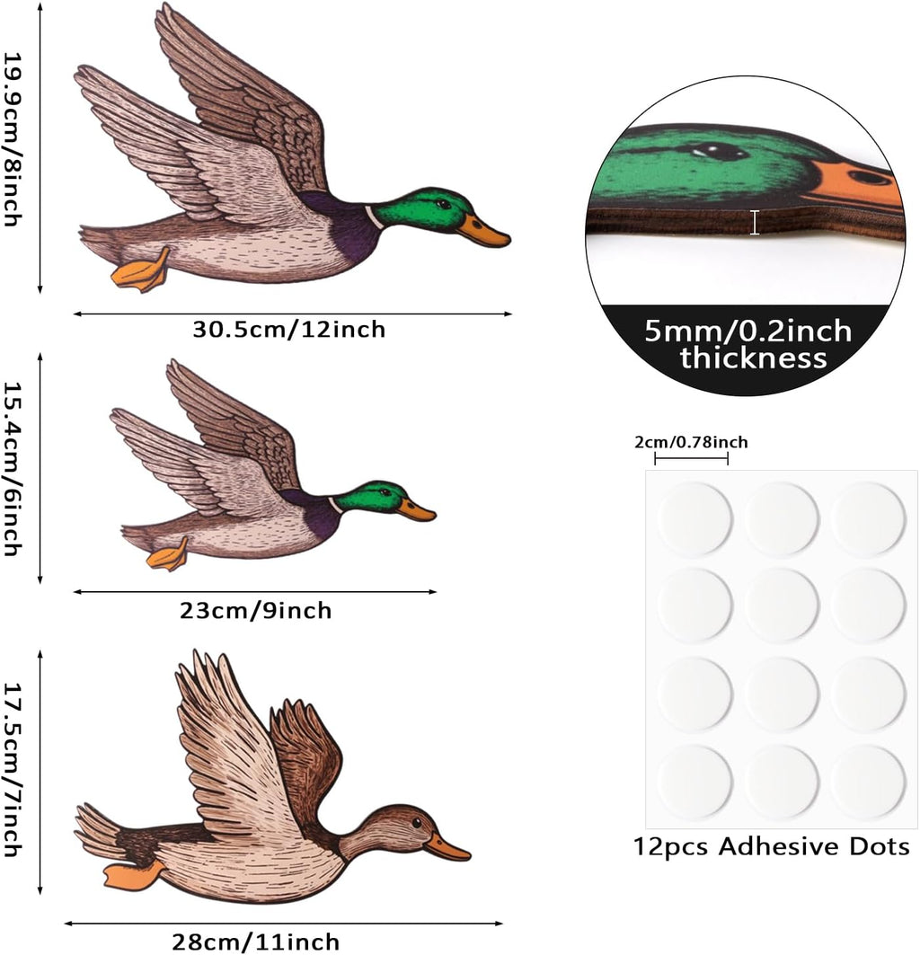 Lumncomfor 3PCS Wooden Mallard Duck Hunting Wall Decor Larger Ducks