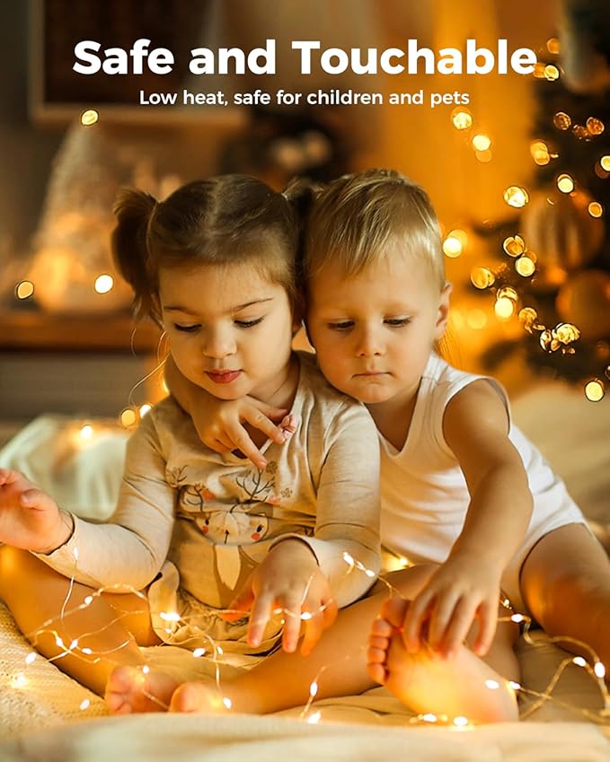 btfarm 50 Pack Fairy Lights Battery Operated, 7FT 20 LED Mini String Lights Waterproof Silver Wire for Mason Jars Centerpiece Table Crafts Bedroom Christmas Decoration, Warm White