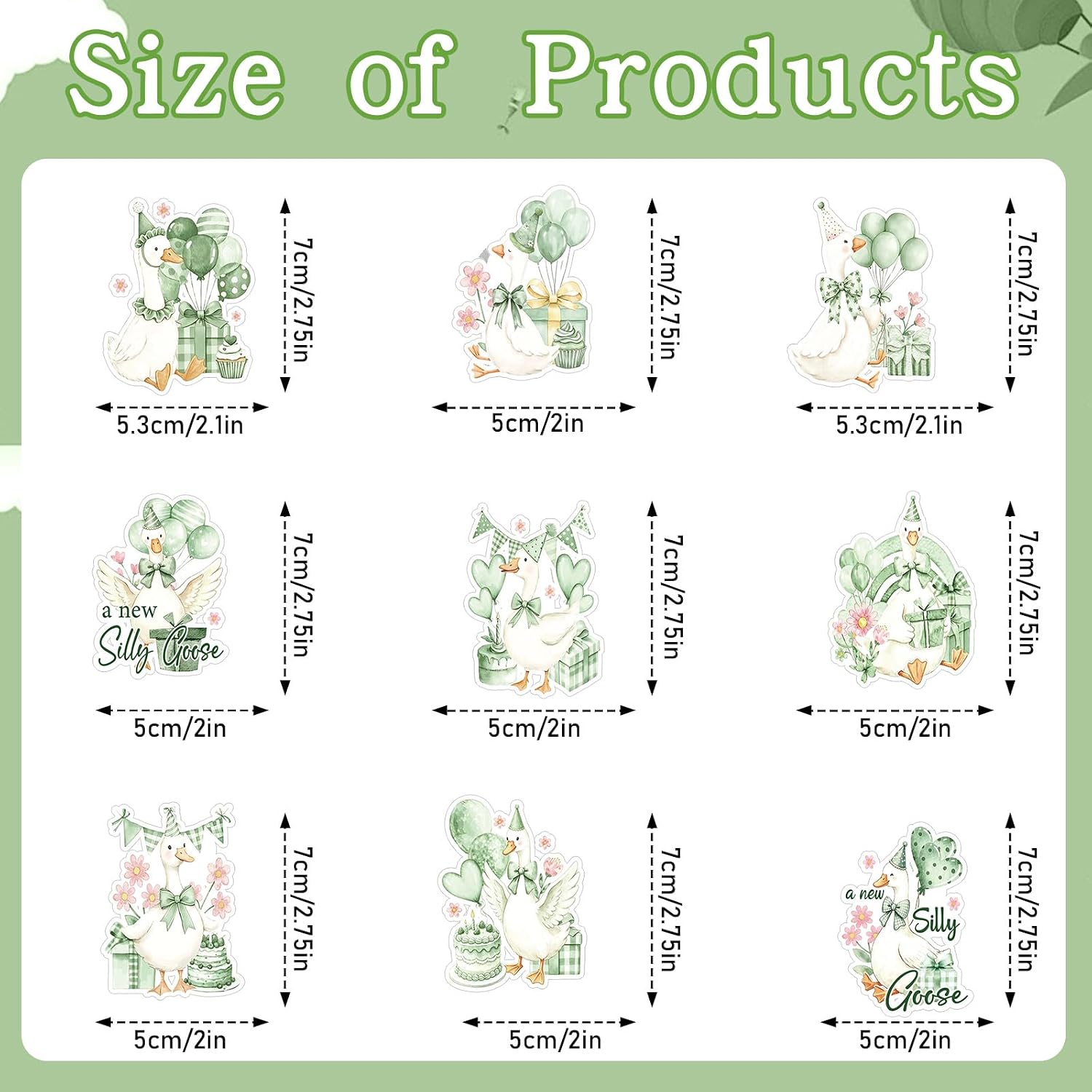 Silly Goose Baby Shower Decorations - 36PCS Sage Green A New Silly Goose is Almost Loose Party Decorations Cake Toppers Cute Animal Theme Cupcake Toppers for Gender Reveal Baby Shower Birthday Party