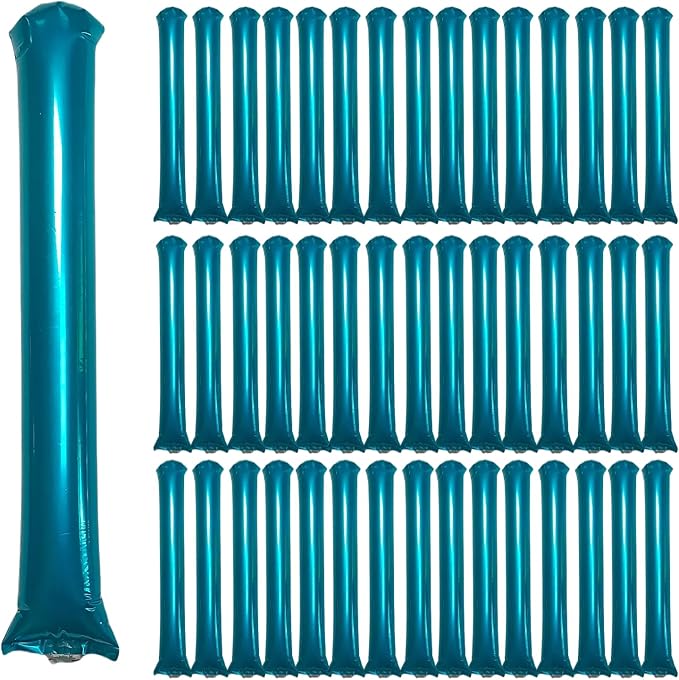 48pcs Round Head Boom Sticks Thunder Sticks Cheering Sticks Team Spirit Plastic Cheerleading Spirit Stick Clapper Inflatable Noise Maker Sports Supply (Metallic Blue)