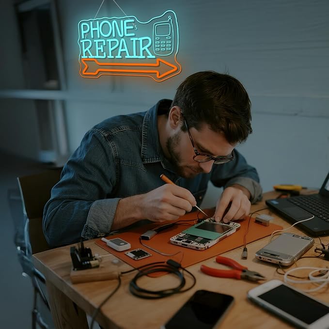 Looklight Phone Repair Neon Sign Dimmale Neon Lights For Wall Decor Led Lights ForMobile Phone Repair Shop Business Cellphone Repair Shop Decor USB Powered 14.6x9.1in