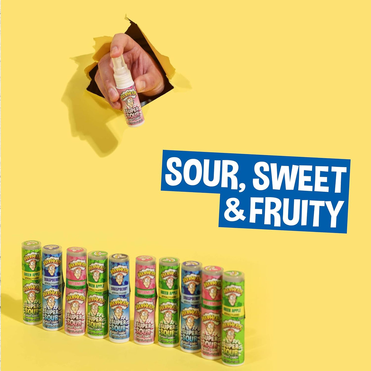 WARHEADS Super Sour Candy Spray Assorted Flavors 0.68 oz Bottles 12 Pack