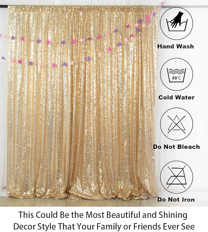 ShinyBeauty PHOTOBOOTH Backdrop - 4FTx7FT - Light Gold Sequin Fabric, Wedding & Rust Backdrop, Photography Curtains