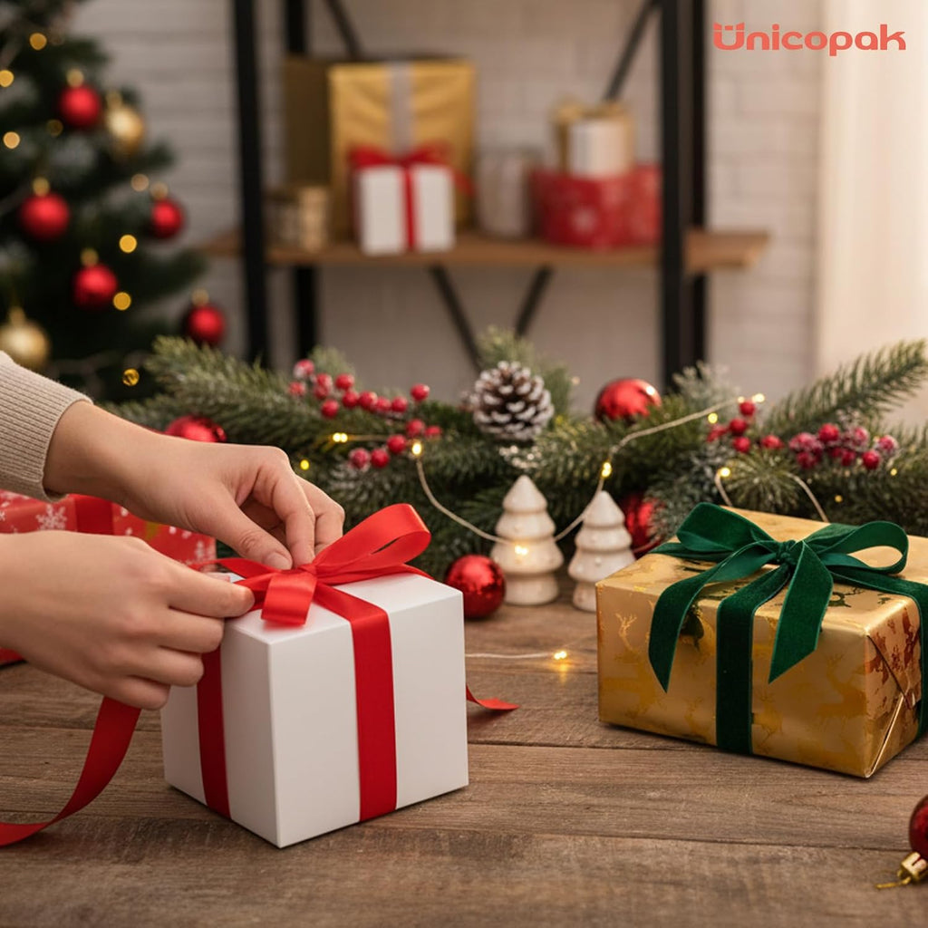 UnicoPak 30 Pack 5x5x5 Gift Boxes, Sturdy Small White Gift Boxes for Presents, Ornaments, Candles, Mugs, Easy Pop-up Assembly, Ideal for Birthday Christmas Party Business