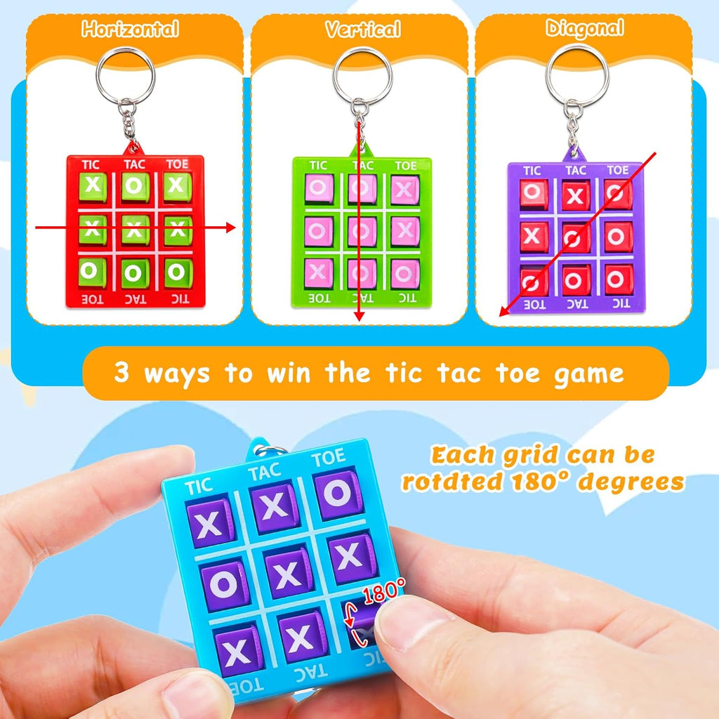 24PCS Tic Tac Toe Game Birthday Party Favors Goodie Bags Stuffers for Kids 3-5 4-8 8-12 Classroom Treasure Chest Carnival Prize Box Toys Bulk Keychain Pinata Filler Back to School Student Return Gifts