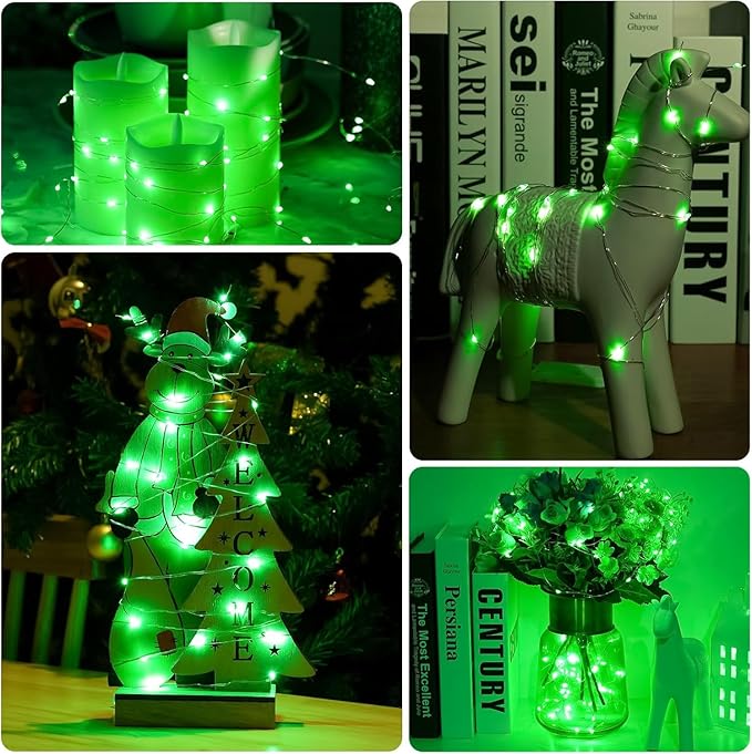 24 Pack LED Fairy Lights Battery Operated 7Ft 20Led Mini String Lights Waterproof Christmas for Mason Jars Bedroom DIY Party Wedding Christmas Decor Green